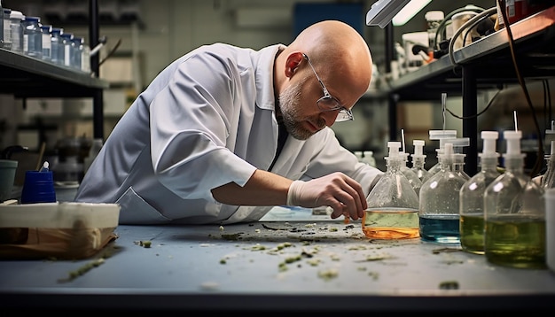 Photo a scientist testing water quality in a lab