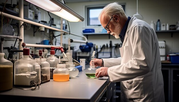 Photo a scientist testing water quality in a lab