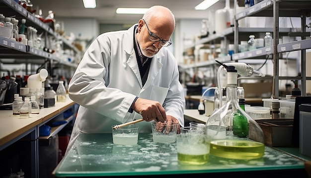 Photo a scientist testing water quality in a lab