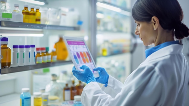 Scientist Using Digital Tablet for Lab Analysis