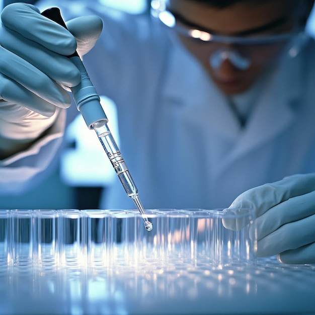 Scientist Using Pipette to Transfer Laboratory Samples