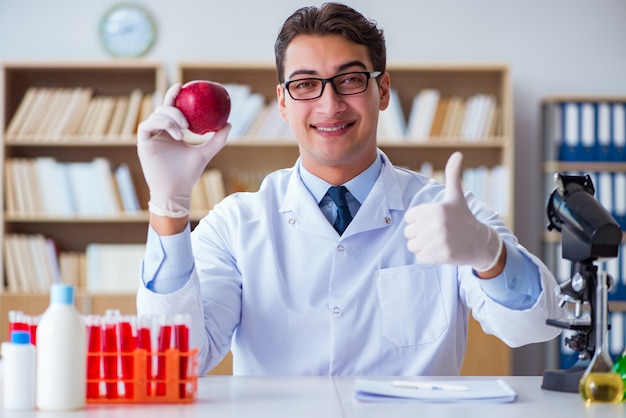 Scientist working on organic fruits and vegetables