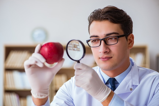 Scientist working on organic fruits and vegetables