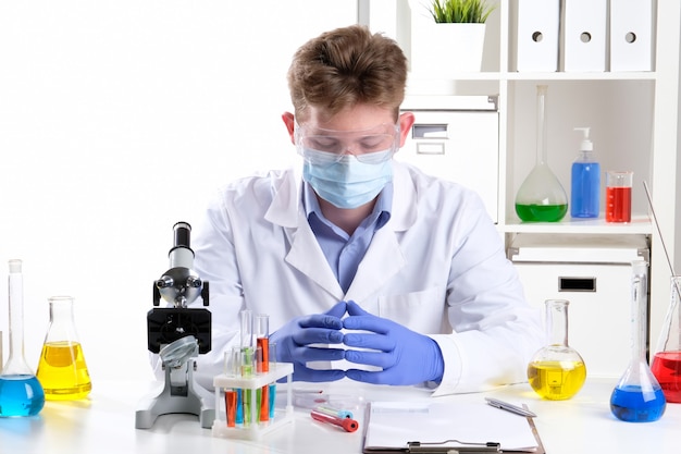 A scientist works in a laboratory.