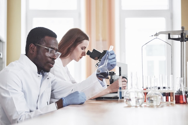 Scientists working in the laboratory