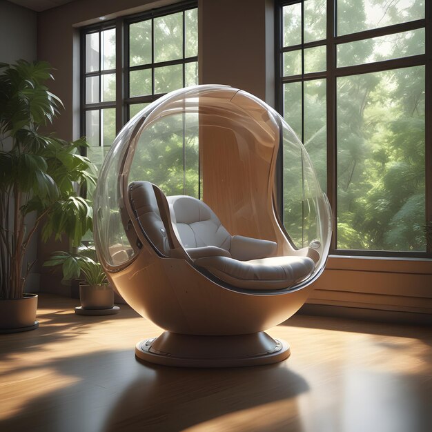 Photo a scifi chair a luxury chair in a hotel luxury room sunlight coming from window chair photograph