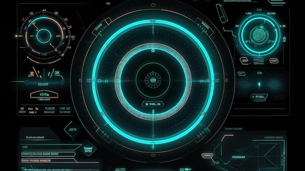 Scifi digital interface elements for games icons labels and lines