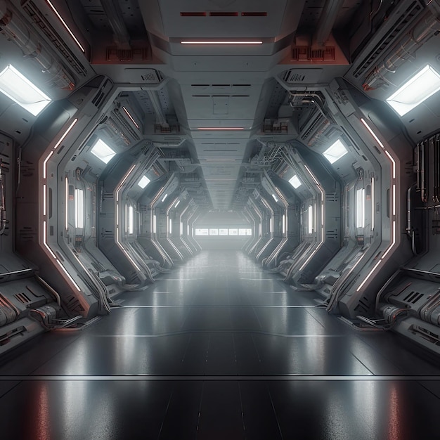 Scifi futuristic corridor Generative AI