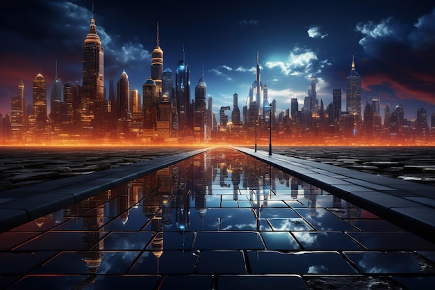 SciFi Night City Background Texture for Futuristic Urban Designs