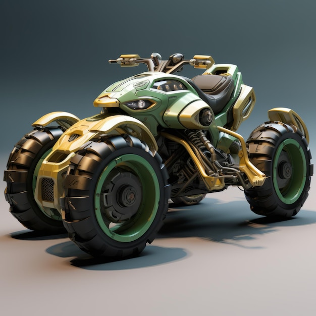 Scifi Realism Green And Yellow Atv 3d Model Inspired By Gundam Aesthetic