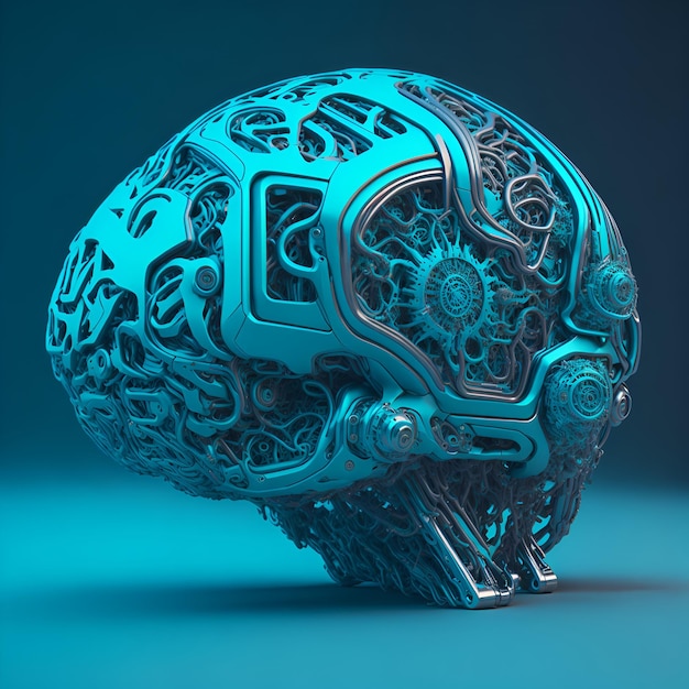 Scifi robotic brain organ 3d illustration