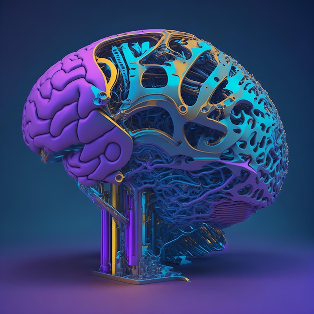 Scifi robotic brain organ 3d illustration