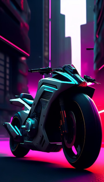 Scifi virtual reality cyberpunk style 3d render bike background