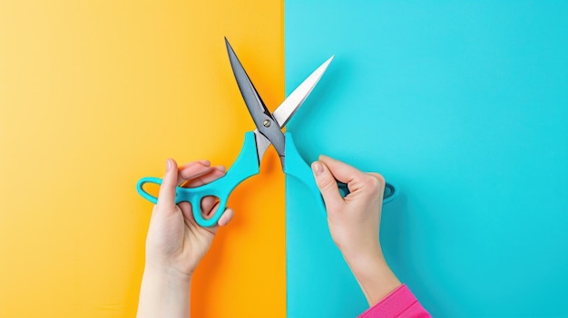 Photo scissors on a colorful background