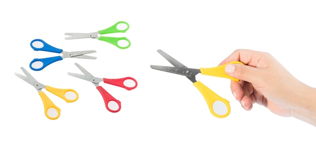 Scissors for cutting shingle paper on white background