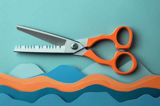 scissors in paper cut style