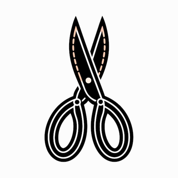 scissors with a black handle and a black design on the bottom vector design