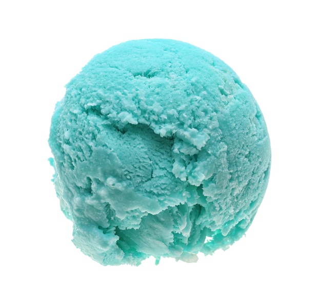 Scoop of mint ice cream on white background