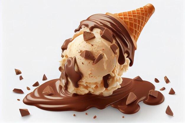 Scoop of Rich Chocolate Ice Cream with Shavings Generative Ai