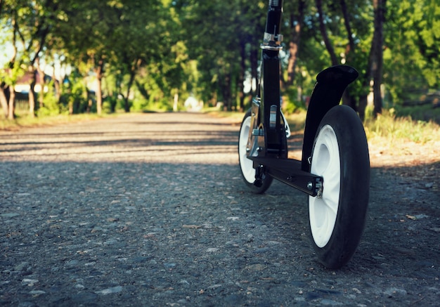 Scooter on the gray asphalt