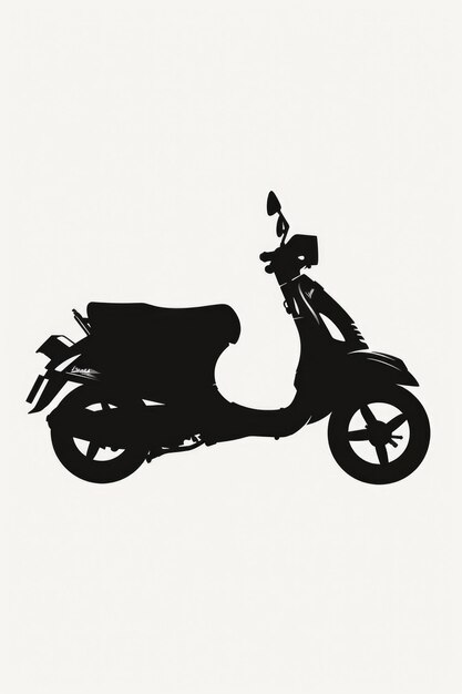 Photo a scooter is silhouetted against a white background perfect for designs related to transportation and urban life