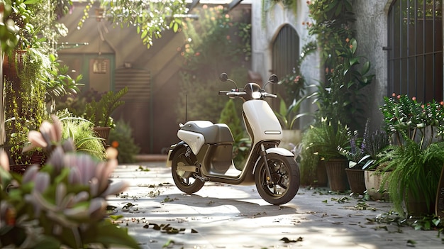 the scooter in an urban setting emphasizing its agility and convenience for navigating city streets with ease