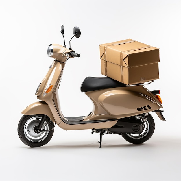 a scooter with a box on the back of it