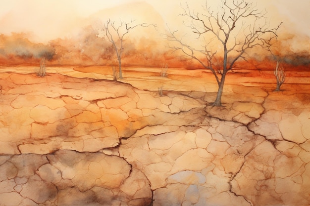 Photo scorched earth textures in drought watercolour ba art background paint watercolor gradient