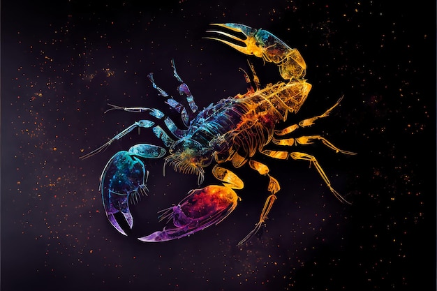 Scorpion sign with double exposure contellation zodiac galaxy