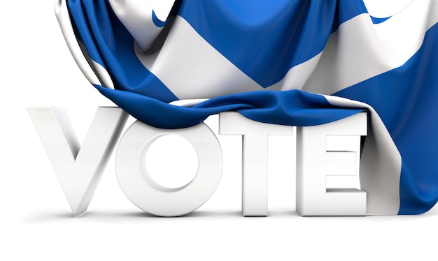 Scotland vote concept vote word covered in national flag d render