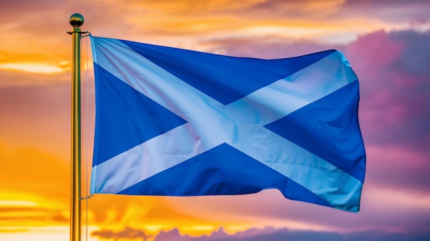 Photo scotland waving flag against a cloudy sky