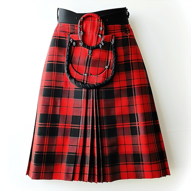 Scottish tartan skirt on a white background