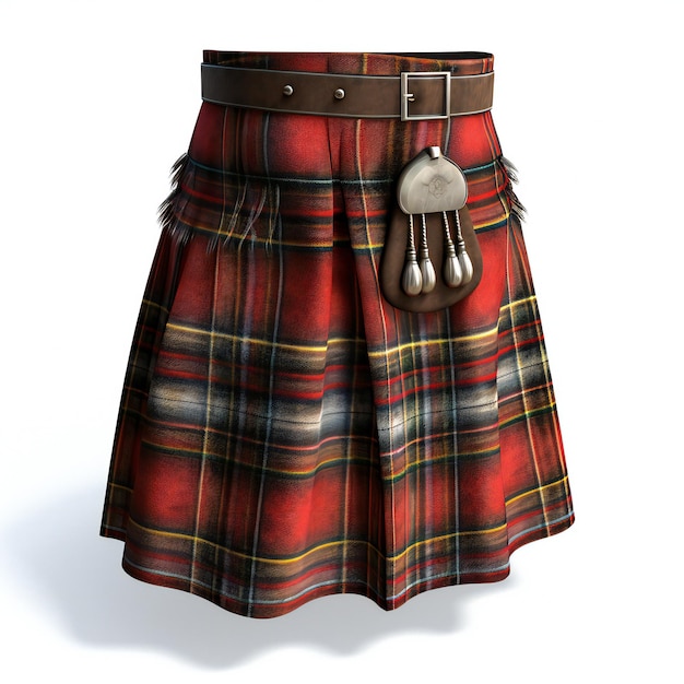 Scottish Tartan Traditional Clothes Illustration on White Background