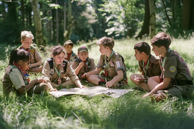 Photo scouts outdoor map reading teamwork and navigation skills