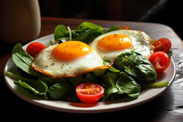 Scrambled eggs and vegetable salad Neural network AI generated