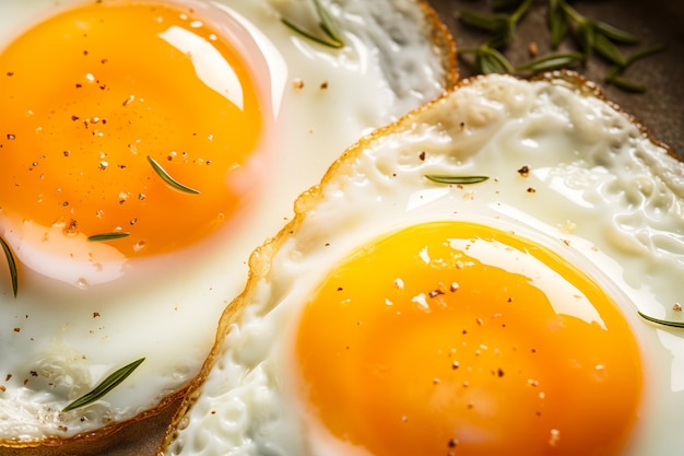 Scrambled eggs with herbs and spices in closeup