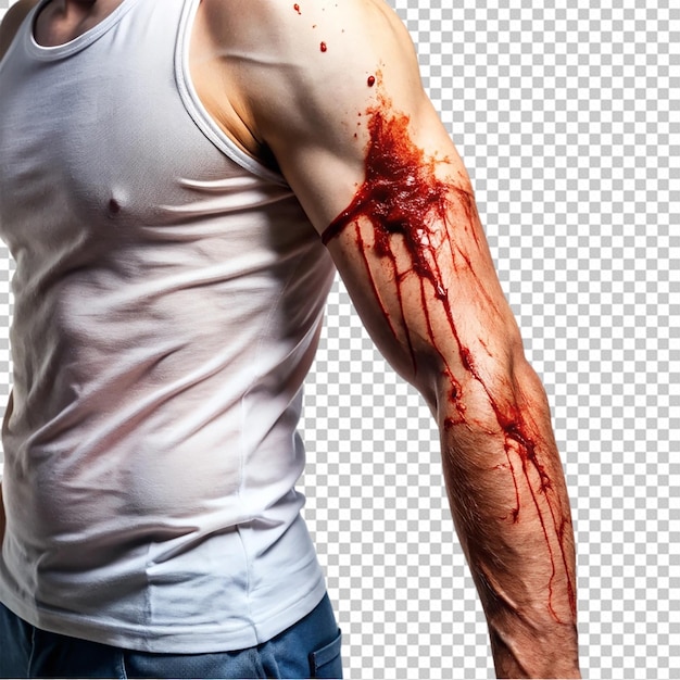 scratch with blood running down the man arm png