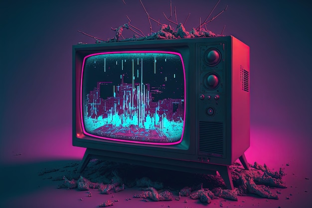 Scratched TV Cyberpunksynthwave illustration