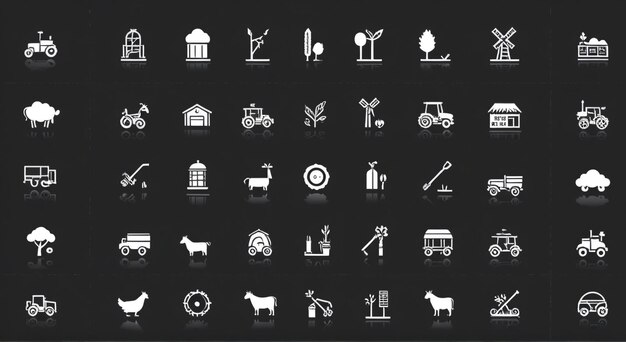 Photo a screen of icons that is on a black background