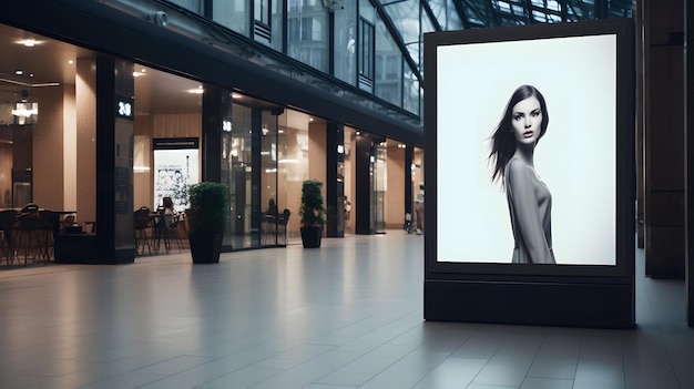 Screen mock up at small shopping center dark