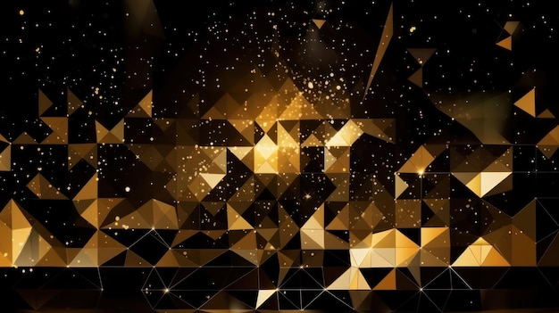 A screen with gold and black triangles on it