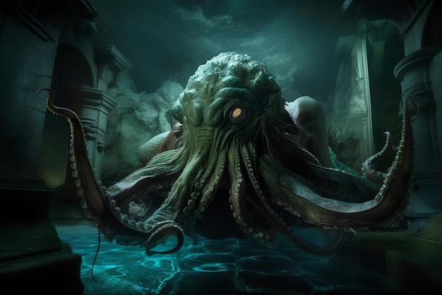 A screenshot of an octopus with the word cthulhu on it