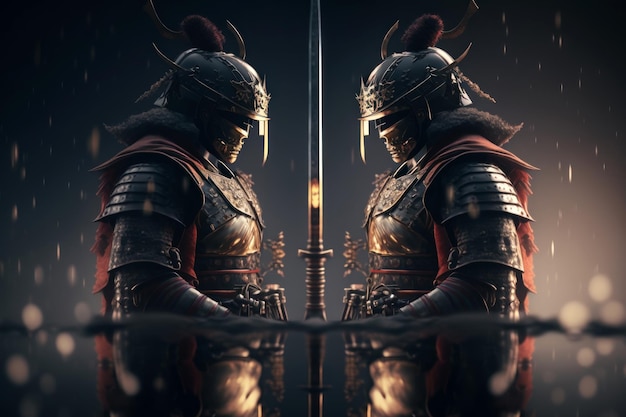 A screenshot of a warrior with a sword on it