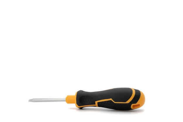 Screwdriver black yellow color set that can change various to use It's standed in the studio light on white background Clipping Paths