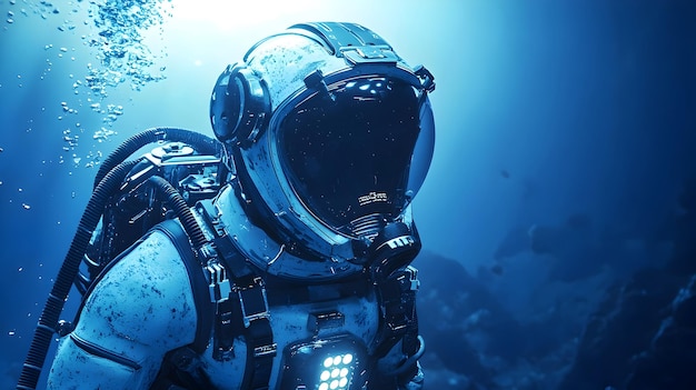 Scuba Diver Exploring the Vast Blue Ocean Depths