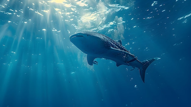 Scuba Diver Swims Alongside Majestic Whale Shark in Pristine Blue Waters