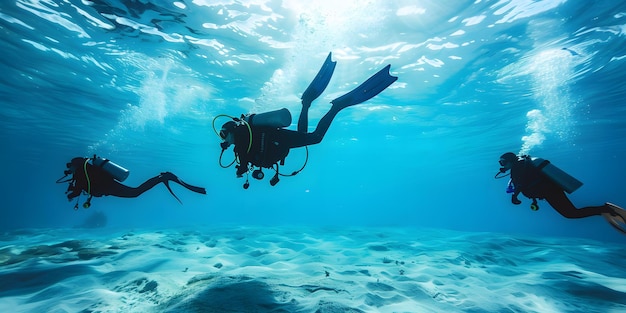 Scuba diving in clear turquoise water