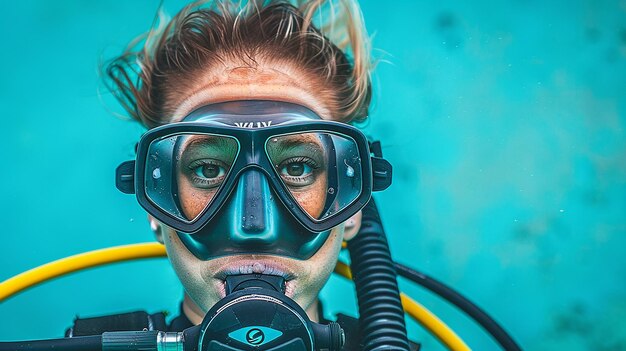 Photo scuba diving or snorkeling isolated portrait