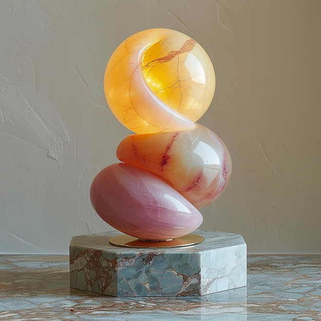 a sculpture of a clock on a marble base with a clock on it