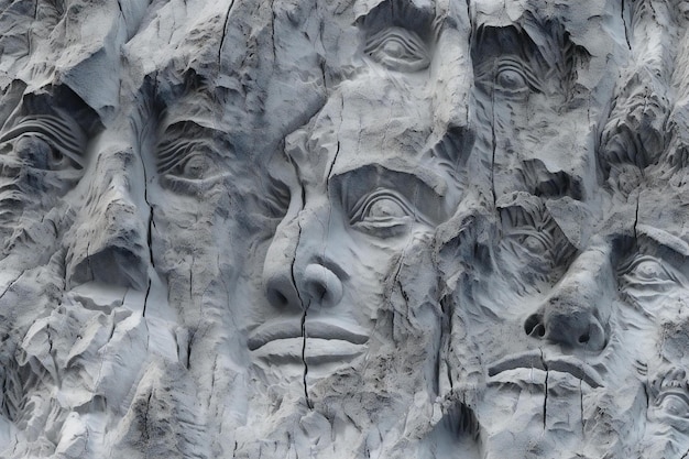 Sculpture in the form of a face Closeup